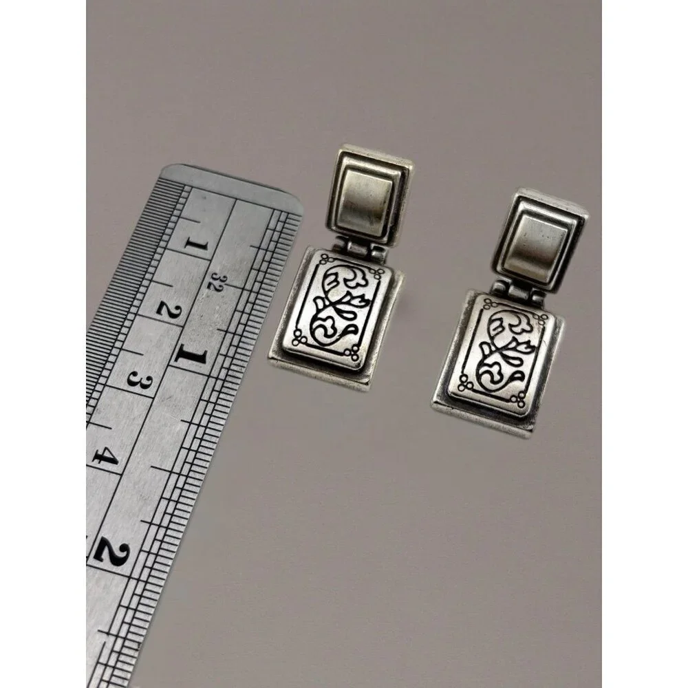 Brighton vintage silver scrolled drop earrings